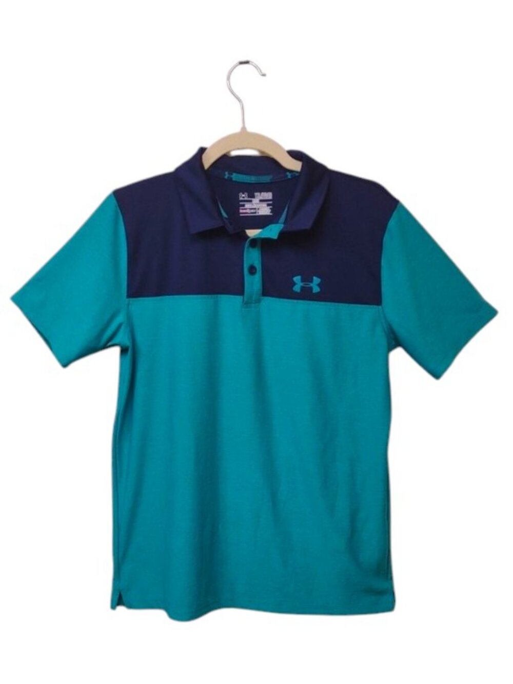 Under Armour Youth HeatGear Colorblock Teal & Navy Loose SS Performance Polo